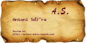 Antoni Sára névjegykártya